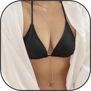 🆕 Women Silver Christmas Body Chain Trendy Stocking Stuffers Layered Waist Bead